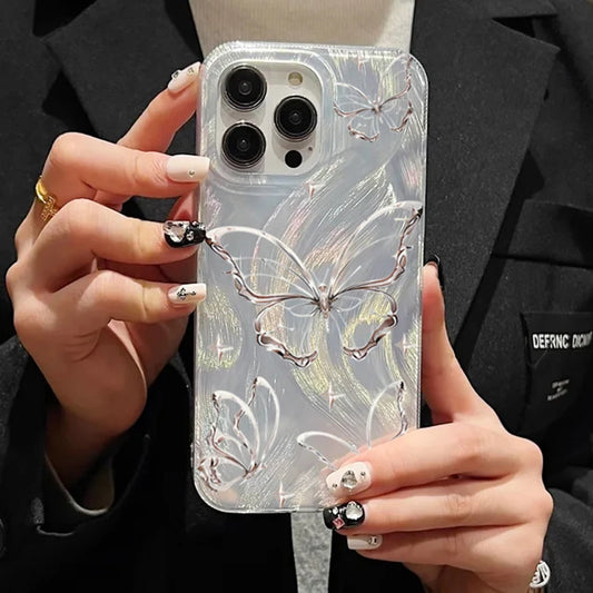 Radiant Silver Butterfly Phone Case