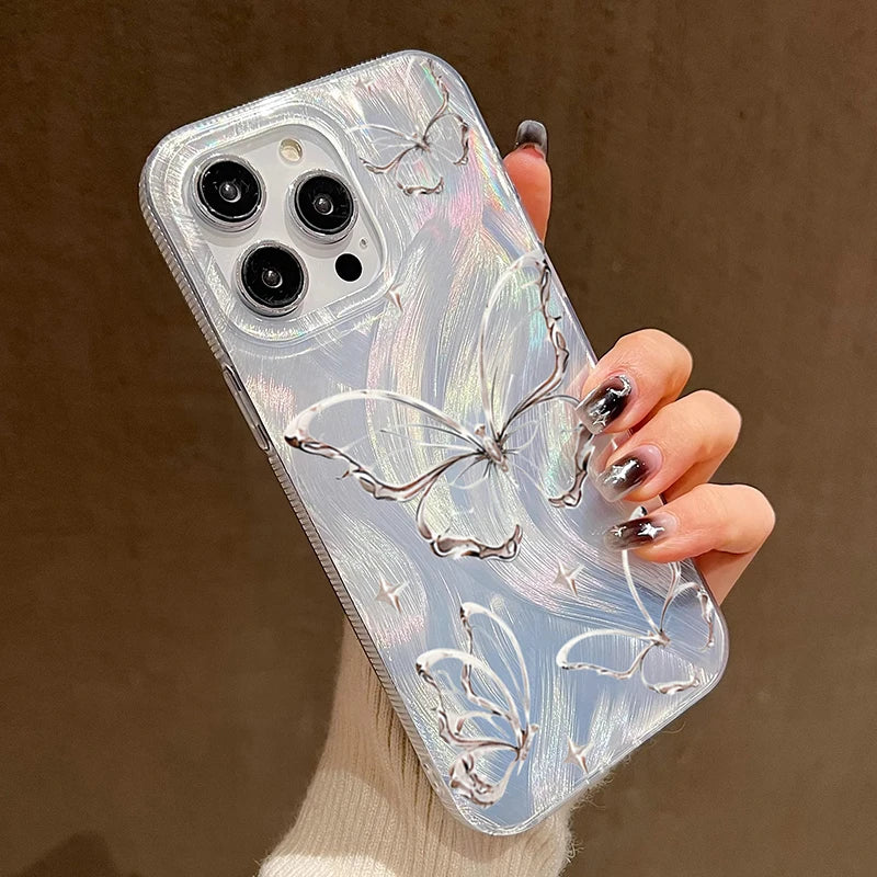 Radiant Silver Butterfly Phone Case
