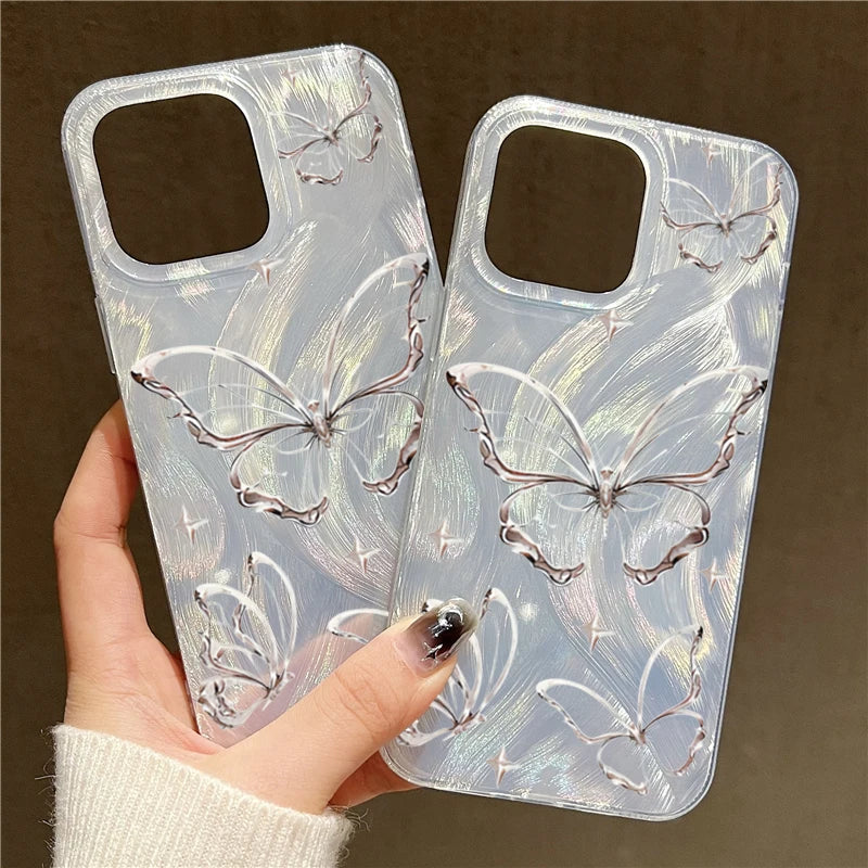 Radiant Silver Butterfly Phone Case