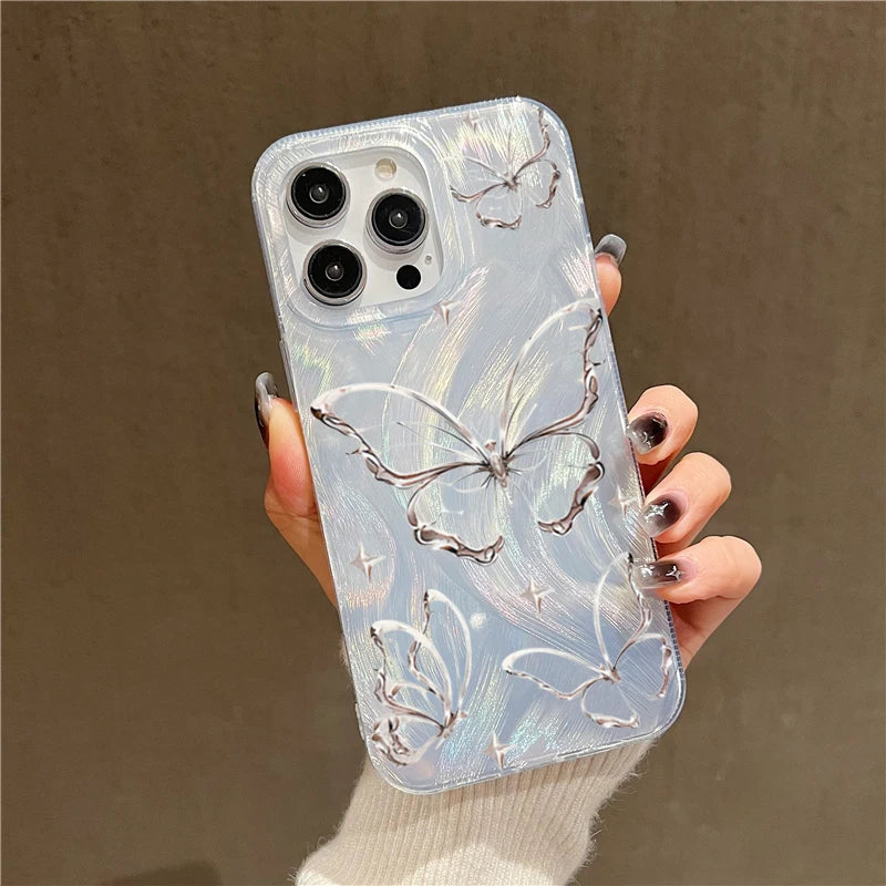 Radiant Silver Butterfly Phone Case