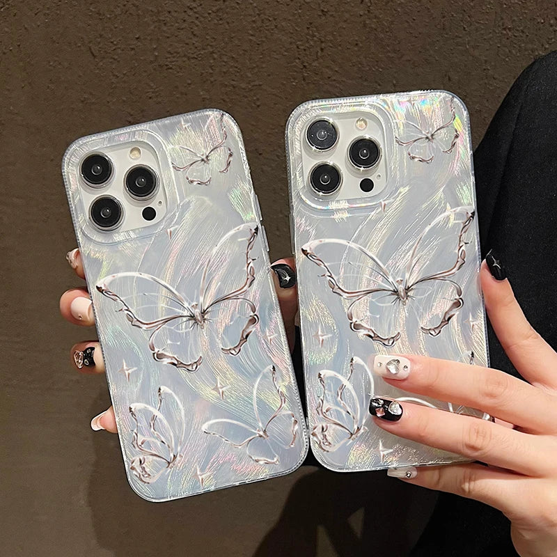 Radiant Silver Butterfly Phone Case