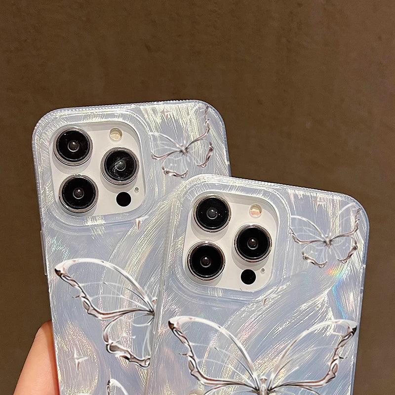 Radiant Silver Butterfly Phone Case