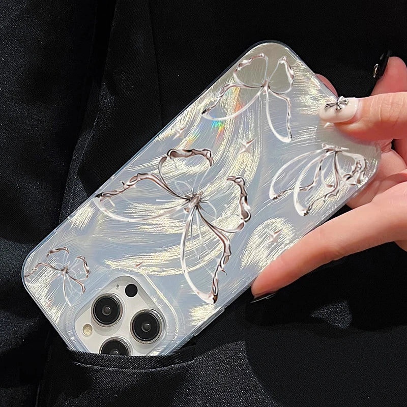 Radiant Silver Butterfly Phone Case