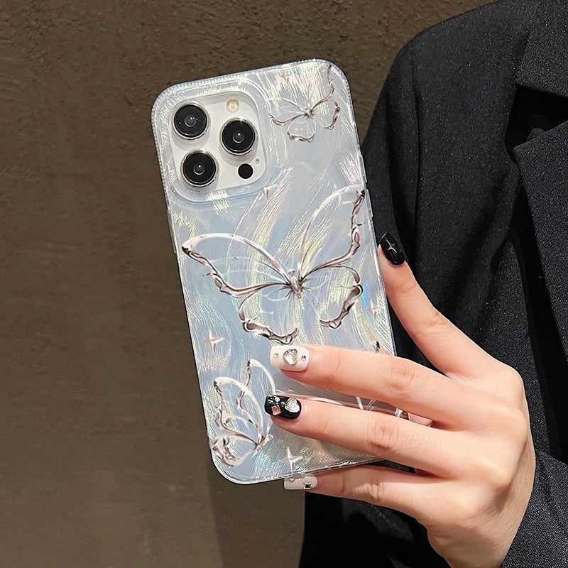 Radiant Silver Butterfly Phone Case